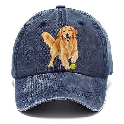 Golden Retriever with Tennis Ball Classic Cap – Twilight Navy