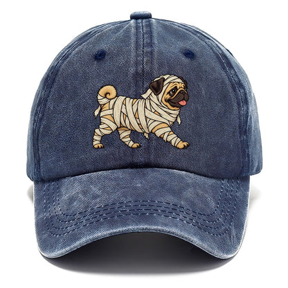One Pug In Halloween Costume Mummy Wrapped In Bandages Halloween Dog Parade Classic Cap – Twilight Navy