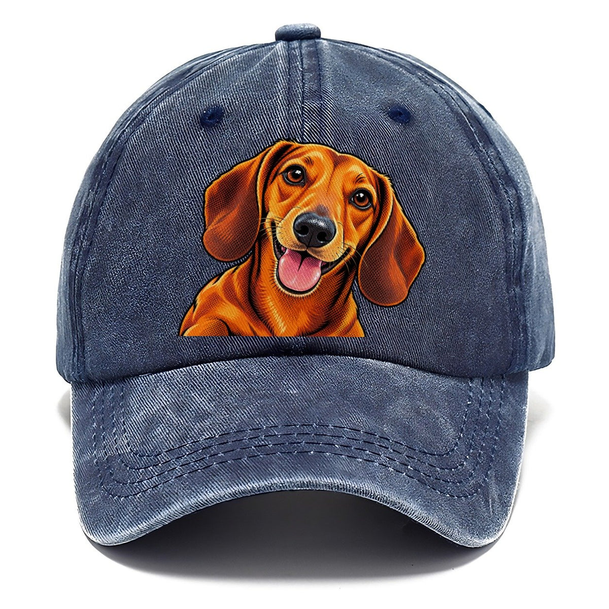 Happy Dachshund Portrait Classic Cap – Twilight Navy