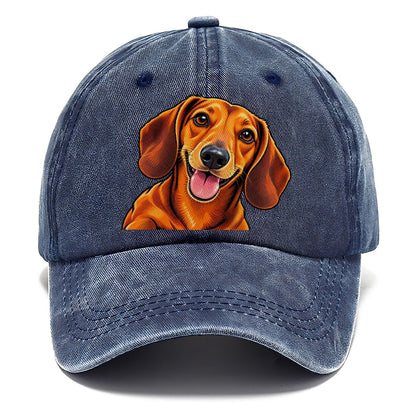 Happy Dachshund Portrait Classic Cap – Twilight Navy