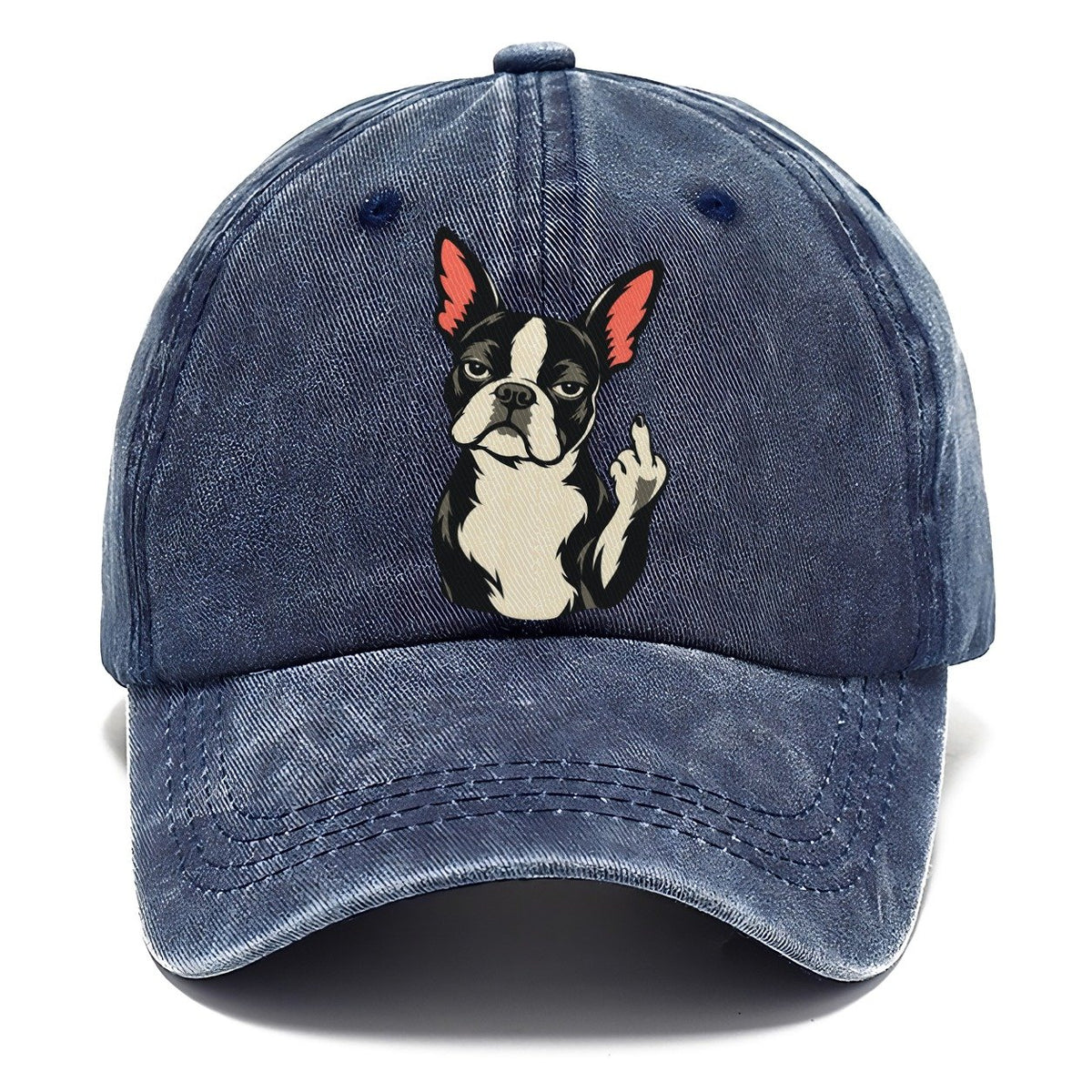 Boston Terrier Middle Finger Classic Cap – Twilight Navy