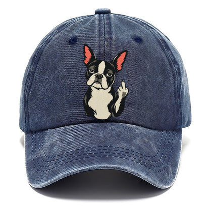 Boston Terrier Middle Finger Classic Cap – Twilight Navy