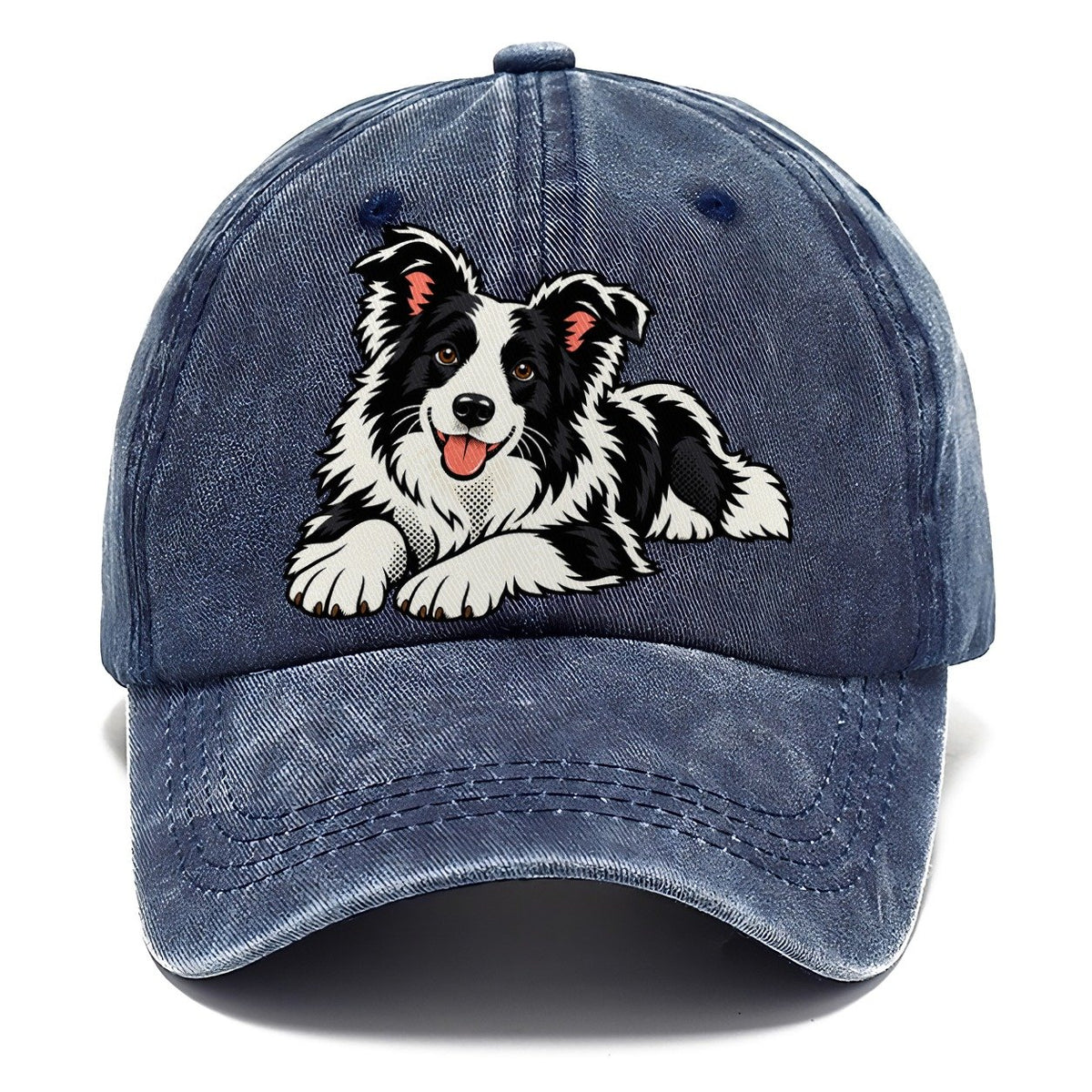 Pop Art Border Collie Lying Down Top Breeds Classic Cap – Twilight Navy