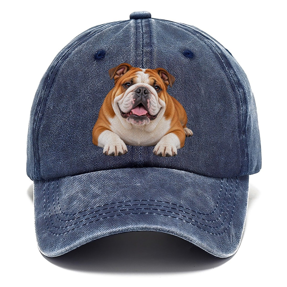 English Bulldog Lying Down Top Breeds Classic Cap – Twilight Navy