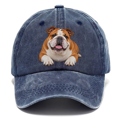 English Bulldog Lying Down Top Breeds Classic Cap – Twilight Navy