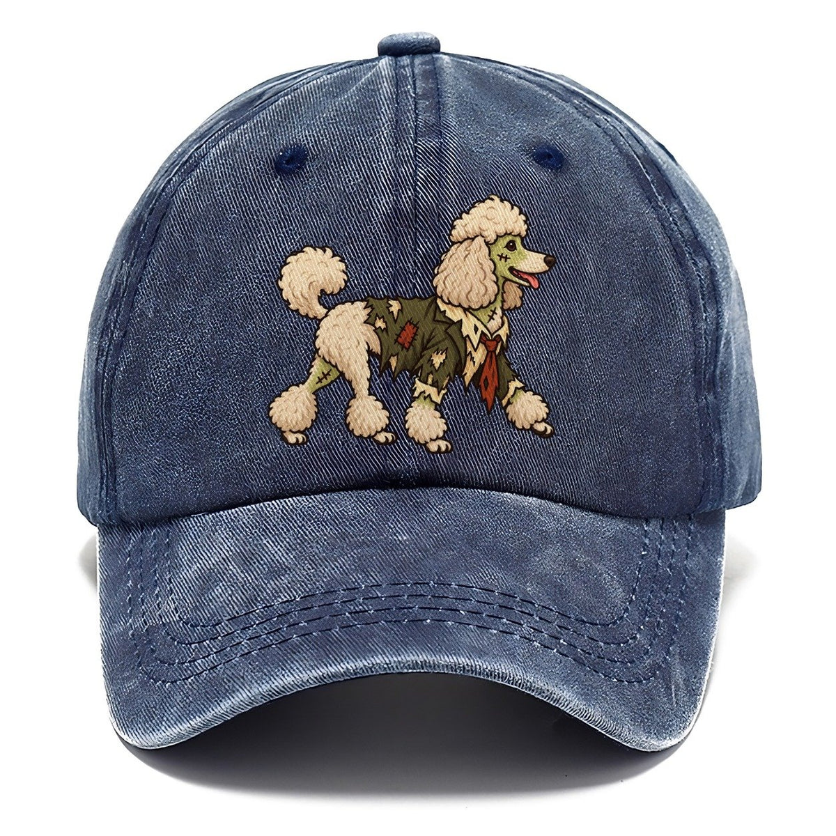 One Poodle In Halloween Costume Zombie With A Torn Collar And A Few Patch Stitches Halloween Dog Parade Classic Cap – Twilight Navy