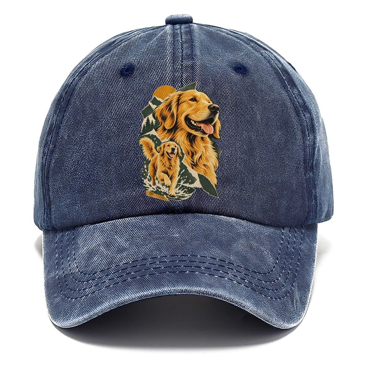 Golden Retriever Mountain Portrait Classic Cap – Twilight Navy
