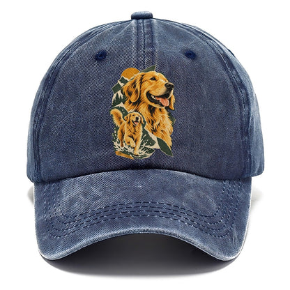 Golden Retriever Mountain Portrait Classic Cap – Twilight Navy