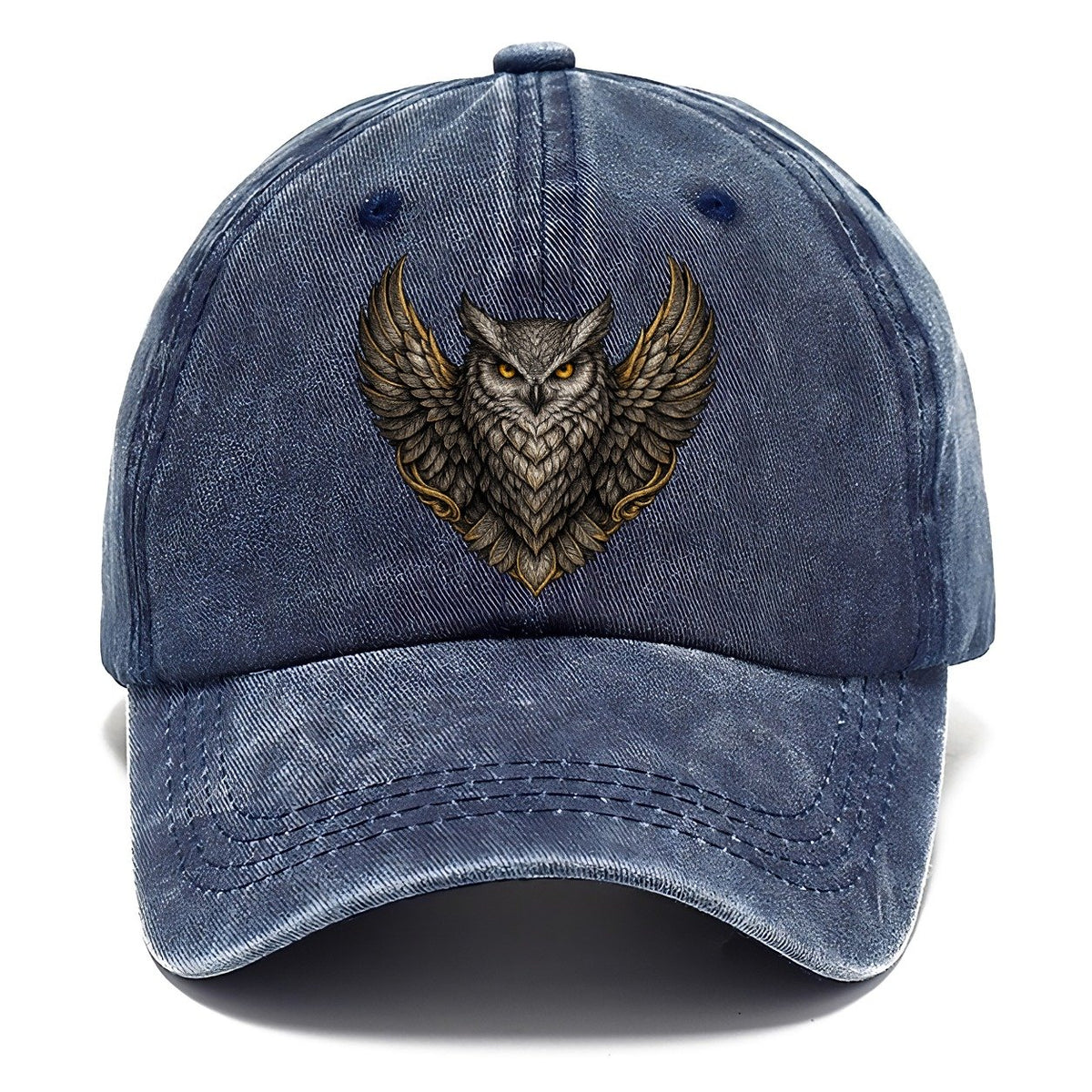 Gold-Accented Owl Crest Classic Cap – Twilight Navy