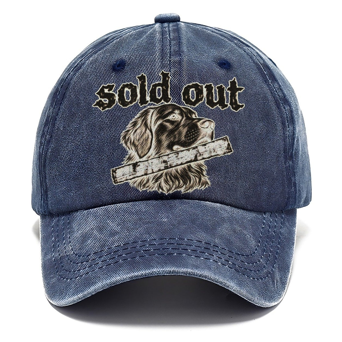 A Calm Dog Head In Three Quarter View Crossed By A Thick Stamped Bar Bark For Me Classic Cap – Twilight Navy