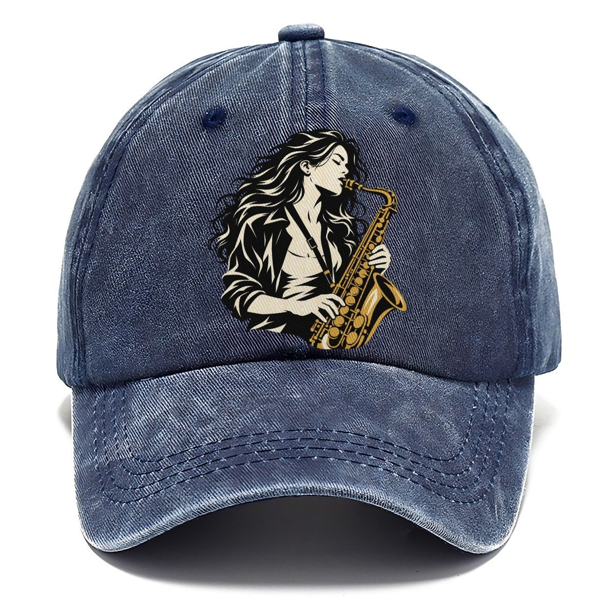 Woman Playing Saxophone Classic Cap – Twilight Navy