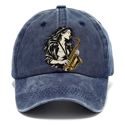 Woman Playing Saxophone Classic Cap – Twilight Navy