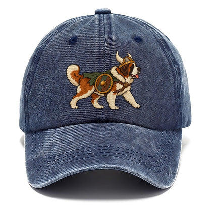 One Saint Bernard In Halloween Costume Viking Costume With A Horned Helmet And Small Shield Halloween Dog Parade Classic Cap – Twilight Navy