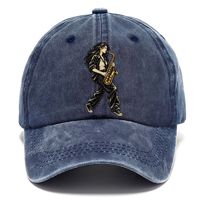 Woman Playing Saxophone Classic Cap – Twilight Navy
