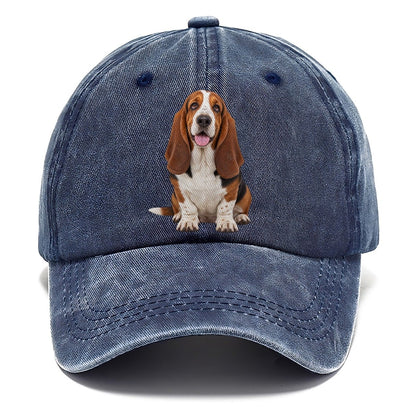Basset Hound Sitting Top Breeds Classic Cap – Twilight Navy