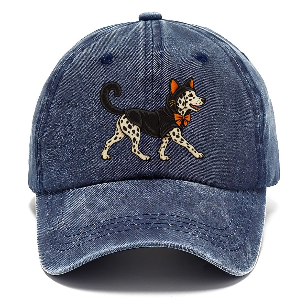 One Dalmatian In Halloween Costume Black Cat Costume With Felt Ears And A Long Curled Tail Halloween Dog Parade Classic Cap – Twilight Navy