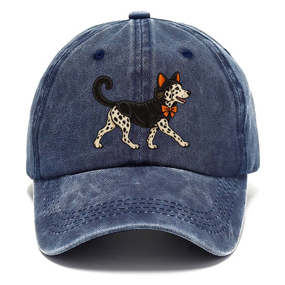 One Dalmatian In Halloween Costume Black Cat Costume With Felt Ears And A Long Curled Tail Halloween Dog Parade Classic Cap – Twilight Navy