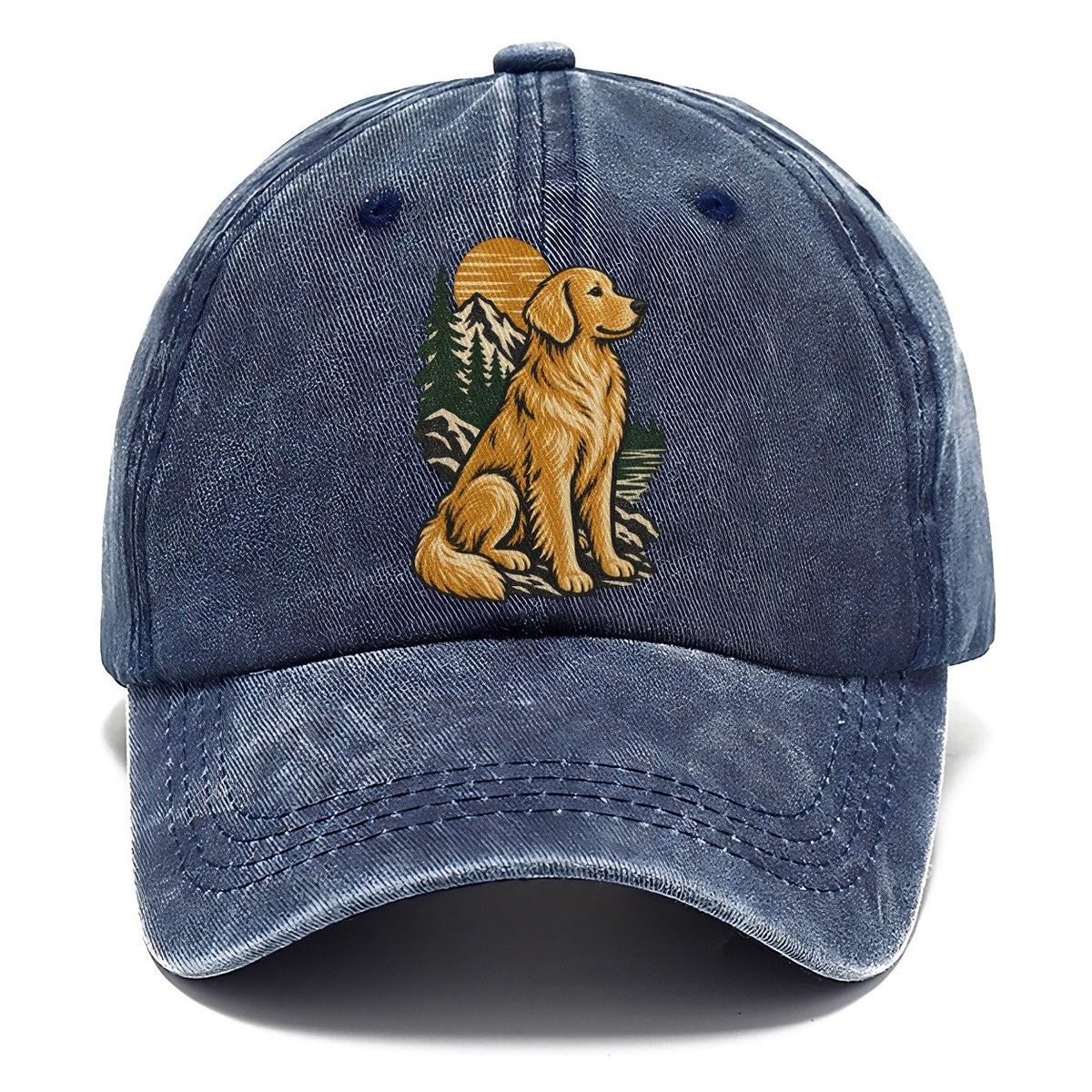 Golden Retriever Mountain Lake Classic Cap – Twilight Navy
