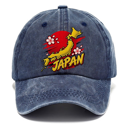 Japan Map Cherry Blossom Sun Classic Cap – Twilight Navy