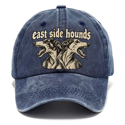 Two Lean Hound Heads Back To Back Facing Opposite Directions Bark For Me Classic Cap – Twilight Navy