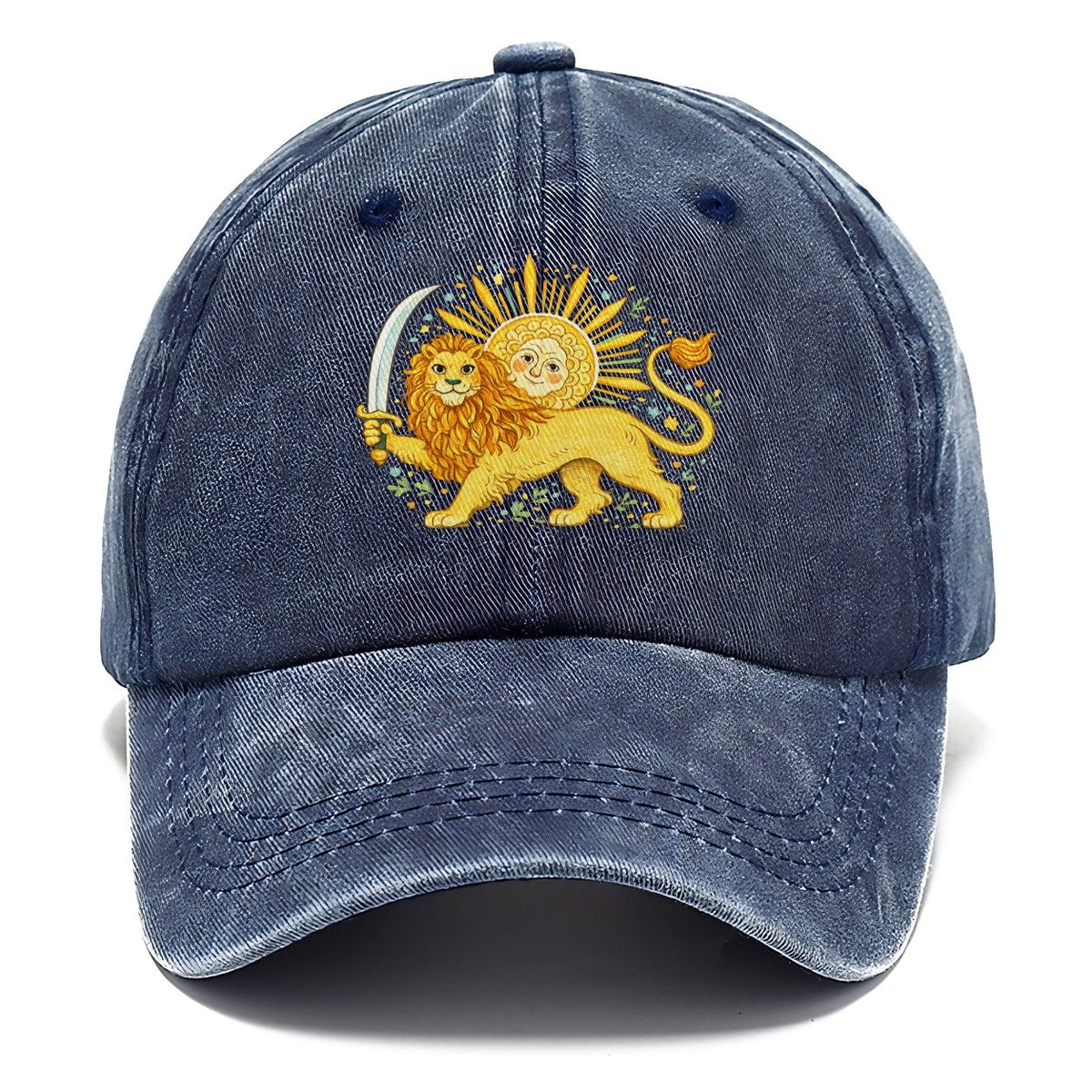 Sword-Wielding Lion Sun Emblem Classic Cap – Twilight Navy
