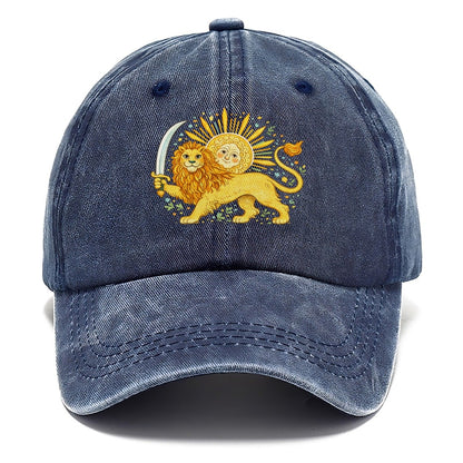 Sword-Wielding Lion Sun Emblem Classic Cap – Twilight Navy