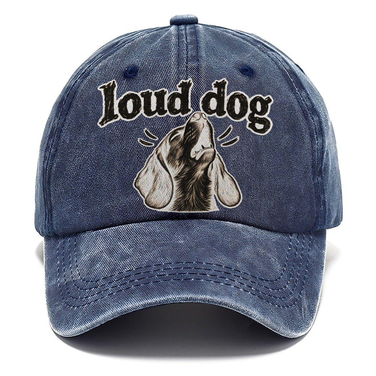 A Howling Beagle Head Tipped Back Bark For Me Classic Cap – Twilight Navy