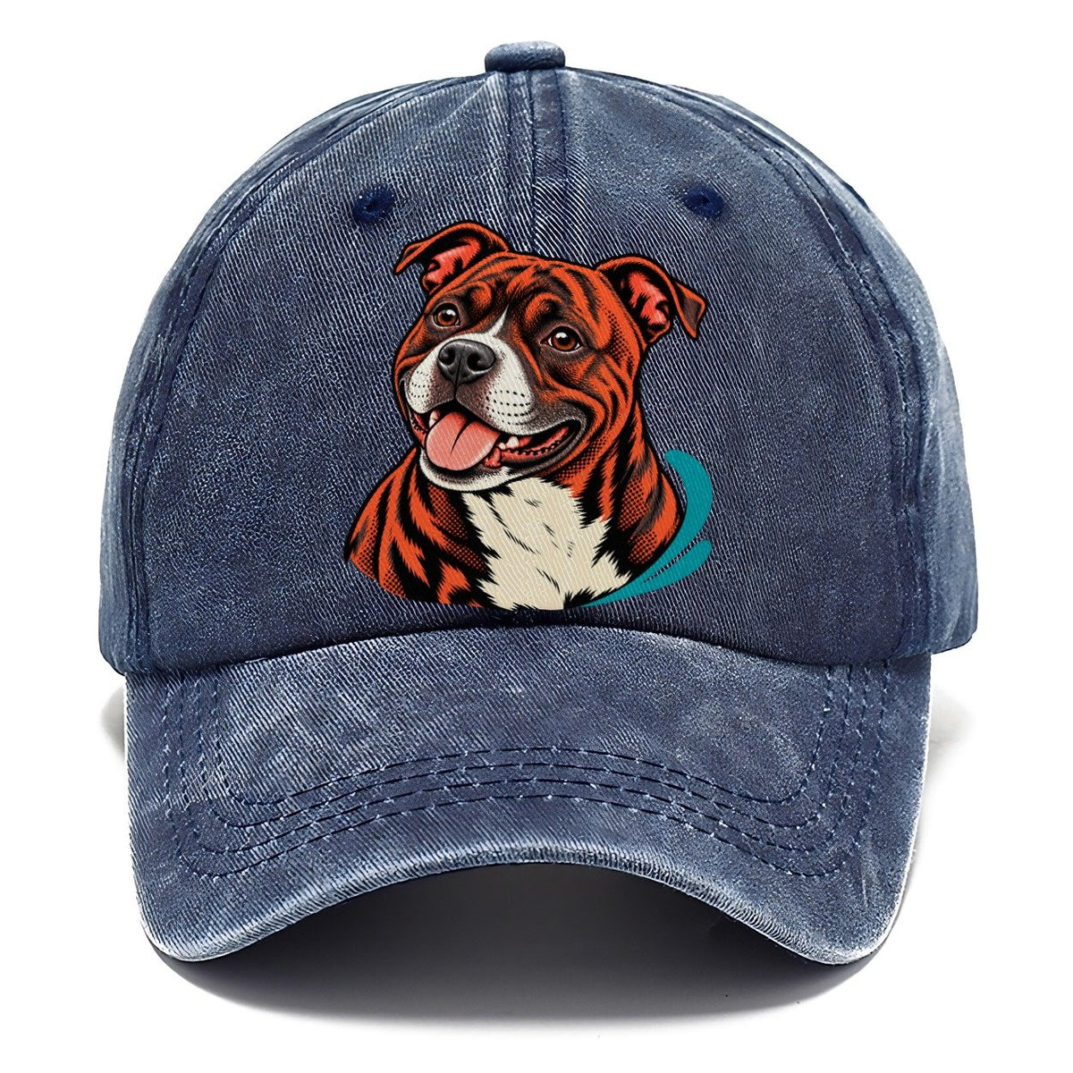 Happy Pitbull Pop Art Portrait Classic Cap – Twilight Navy