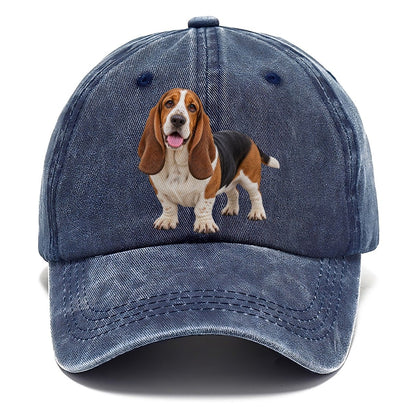 Basset Hound Standing Top Breeds Classic Cap – Twilight Navy