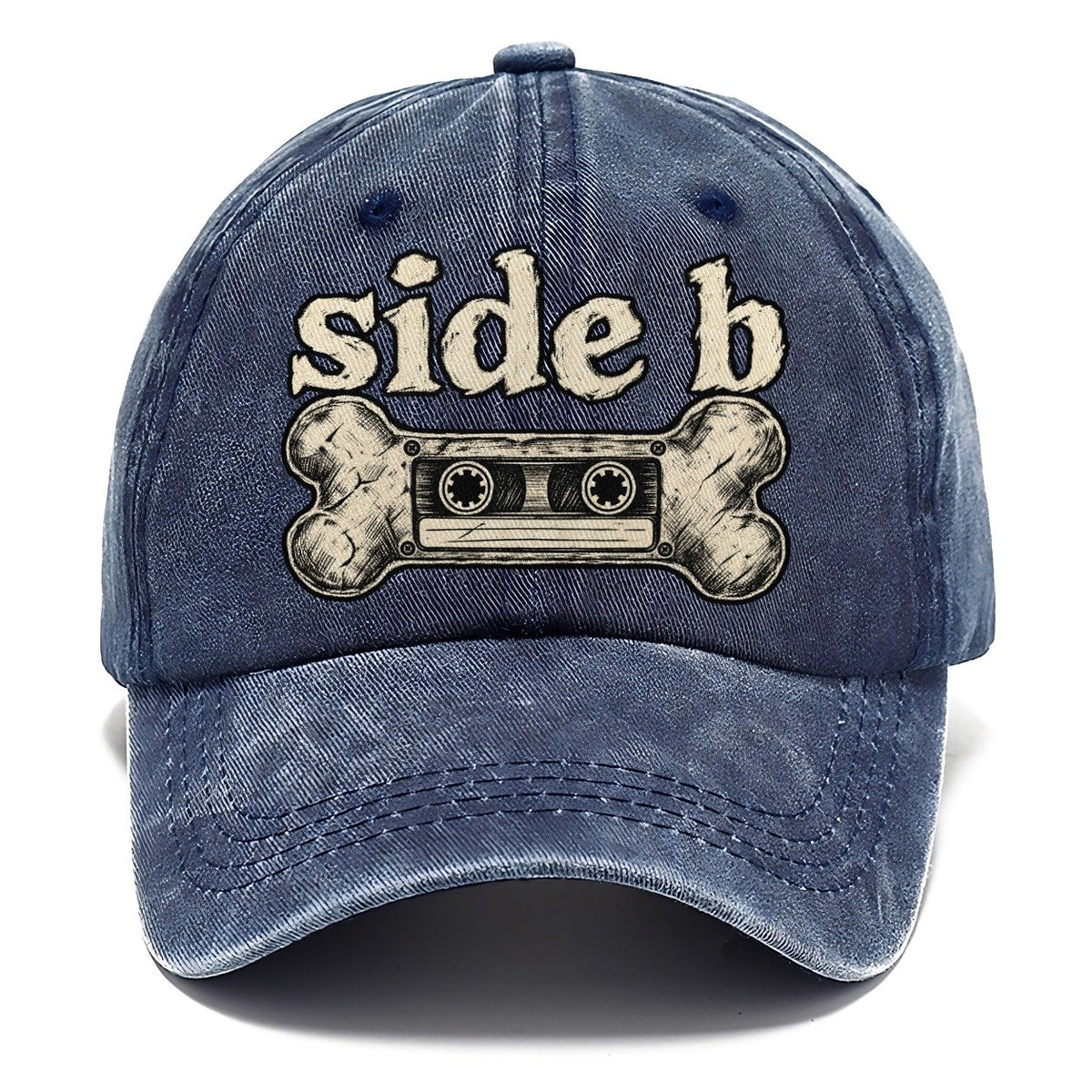 A Dog Bone Drawn As A Cassette Tape Bark For Me Classic Cap – Twilight Navy