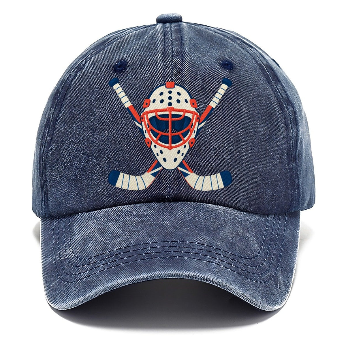 Goalie Mask And Crossed Sticks Character Club Classic Cap – Twilight Navy