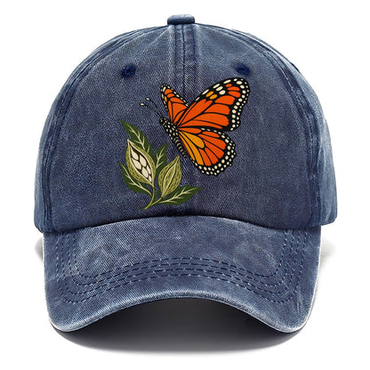 Monarch Butterfly with Milkweed Pods Classic Cap – Twilight Navy