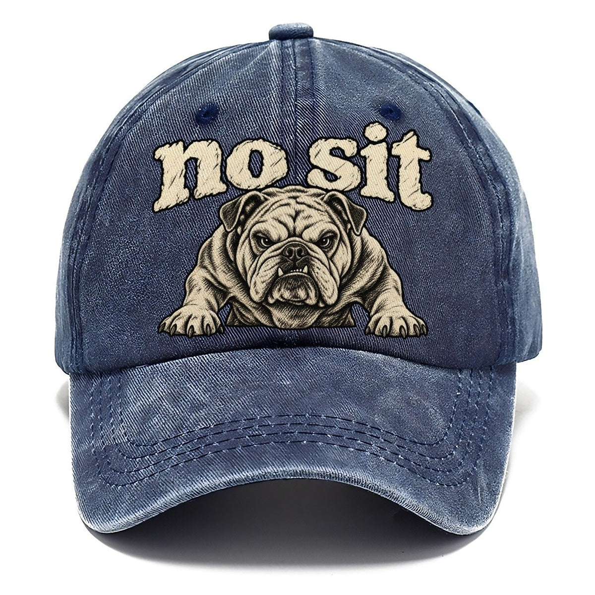 A Stocky Bulldog Planted Square On Braced Front Legs Head And Chest Only Bark For Me Classic Cap – Twilight Navy