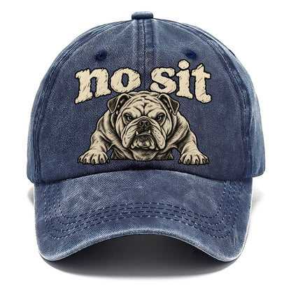 A Stocky Bulldog Planted Square On Braced Front Legs Head And Chest Only Bark For Me Classic Cap – Twilight Navy