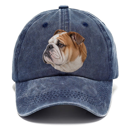 Bulldog Serious Side Profile Character Club Classic Cap – Twilight Navy