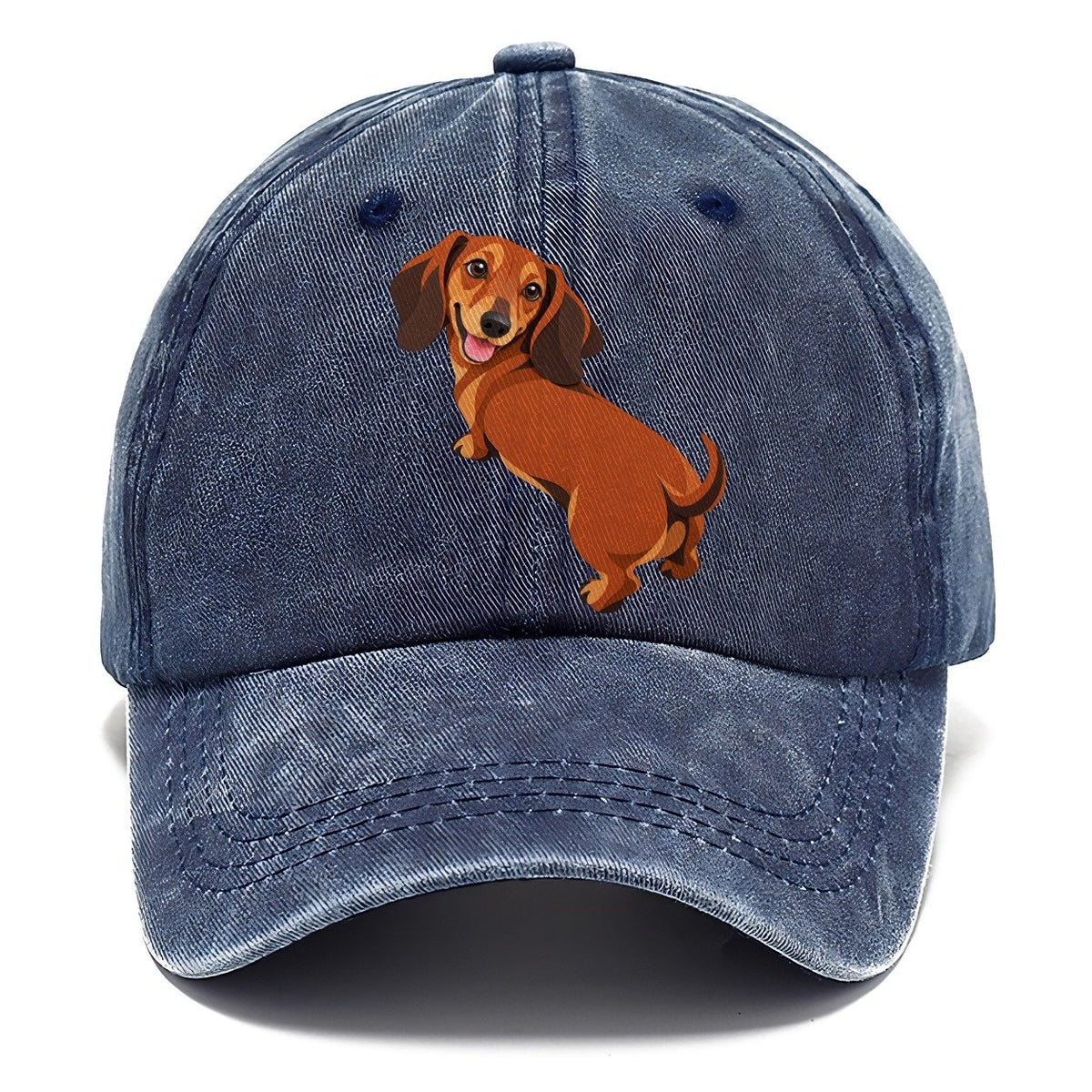 Happy Dachshund Looking Back Classic Cap – Twilight Navy