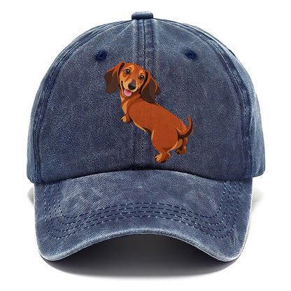 Happy Dachshund Looking Back Classic Cap – Twilight Navy