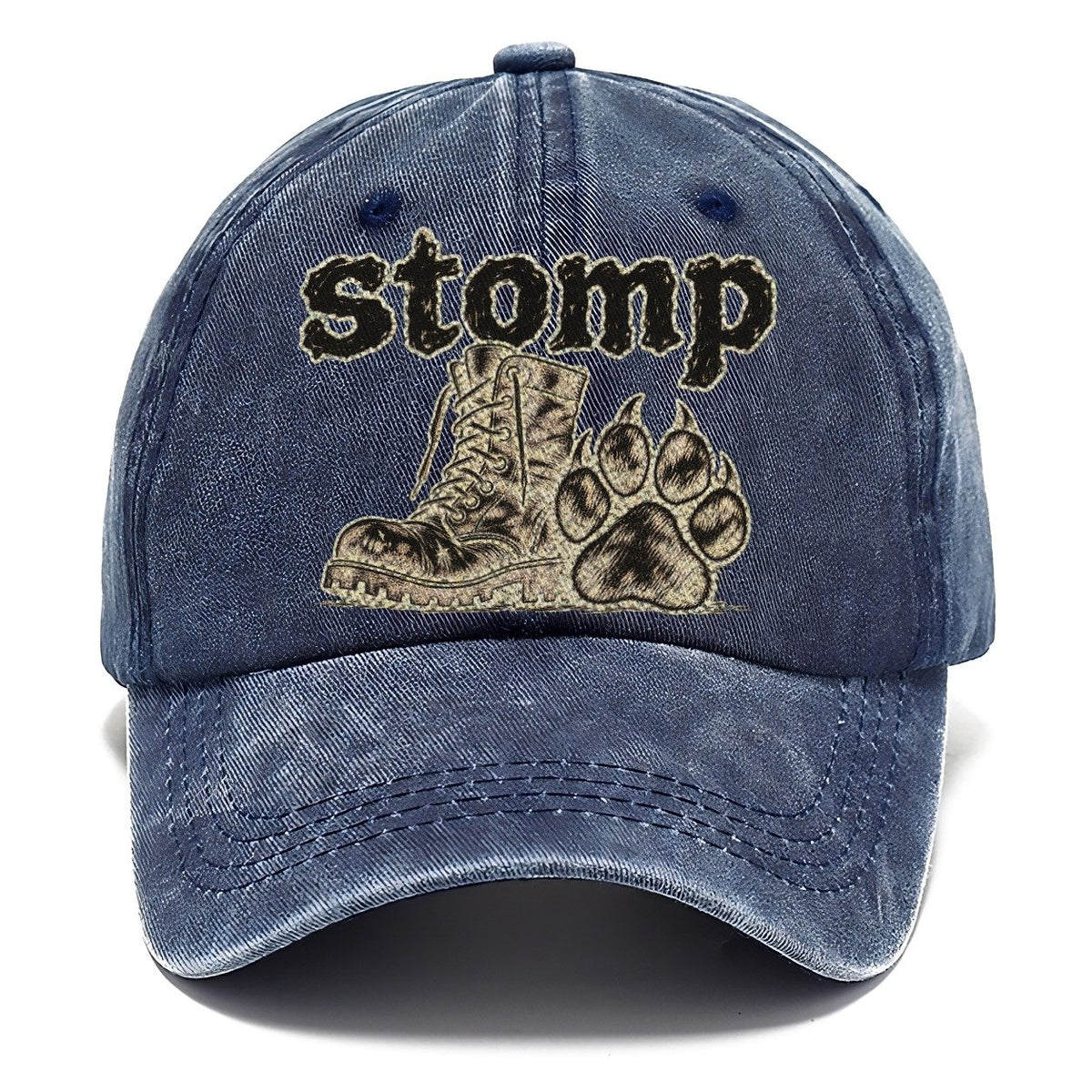 A Battered Lace Up Boot Beside One Large Dog Paw Print Bark For Me Classic Cap – Twilight Navy