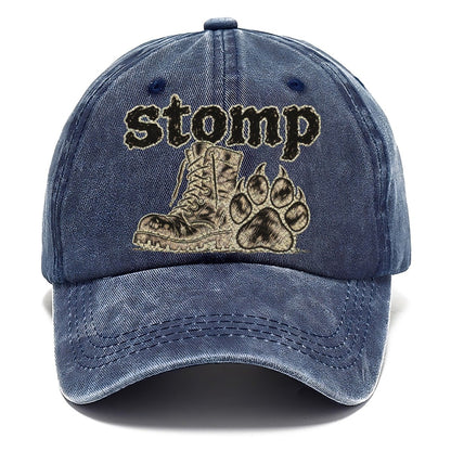 A Battered Lace Up Boot Beside One Large Dog Paw Print Bark For Me Classic Cap – Twilight Navy