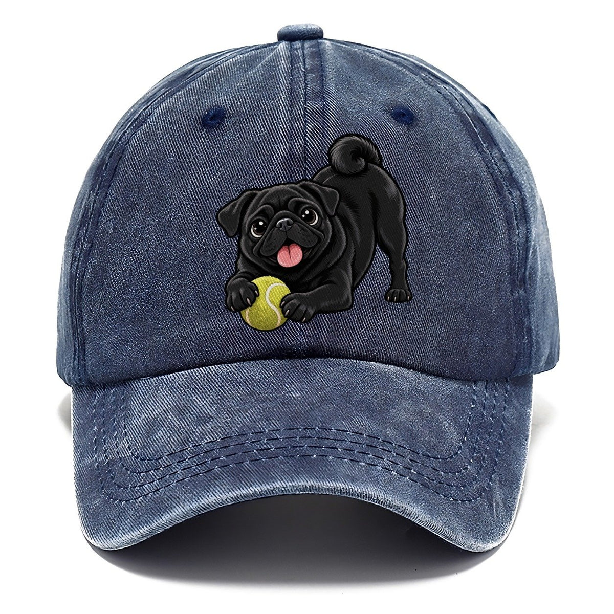 Black Pug with Tennis Ball Classic Cap – Twilight Navy