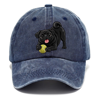 Black Pug with Tennis Ball Classic Cap – Twilight Navy