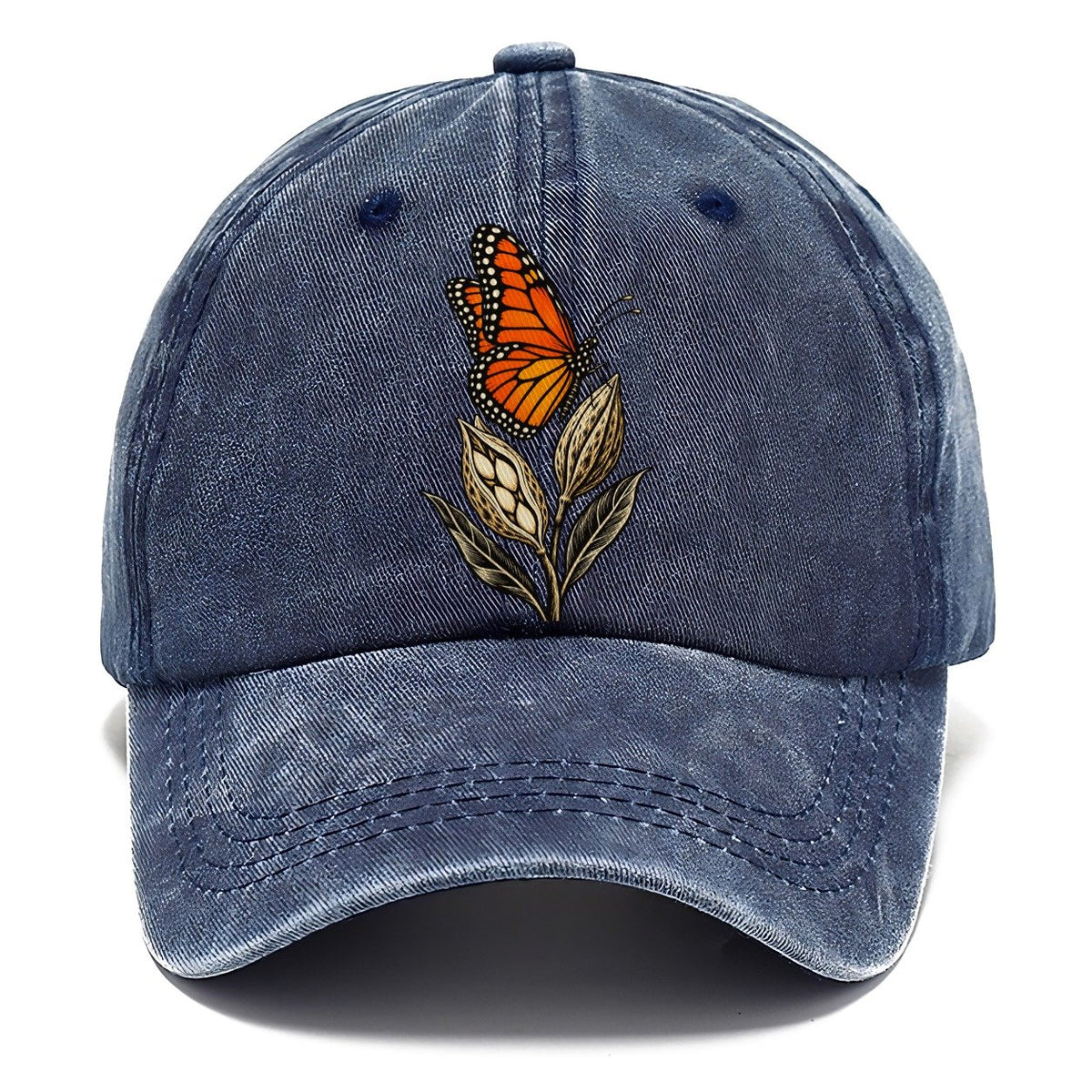 Monarch Butterfly on Milkweed Pods Classic Cap – Twilight Navy