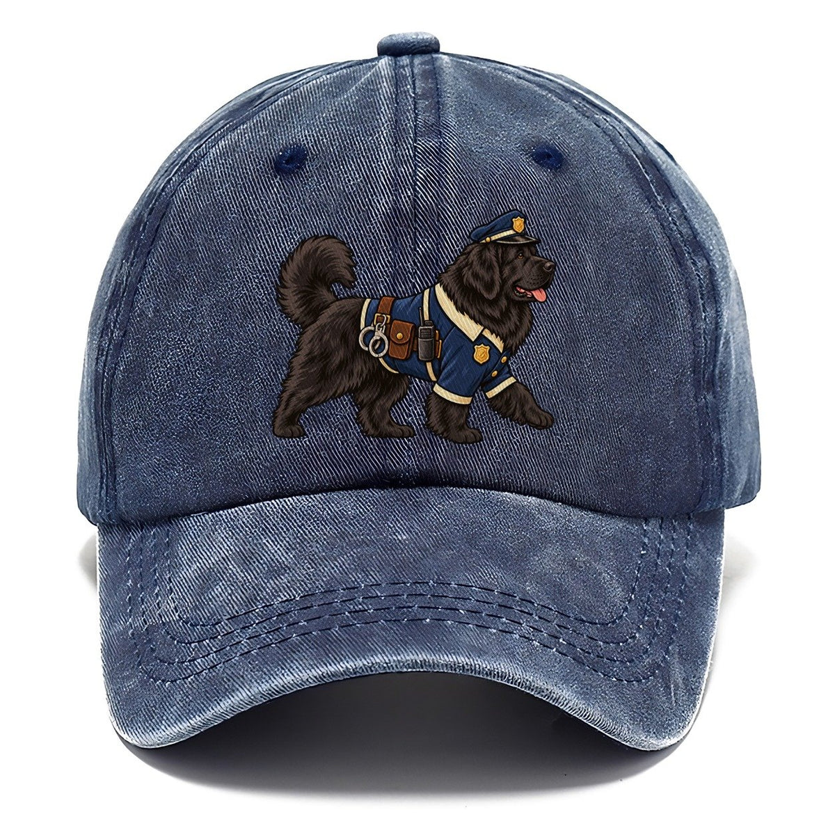 One Newfoundland In Halloween Costume Police Officer Costume With A Tiny Cap And Badge Halloween Dog Parade Classic Cap – Twilight Navy