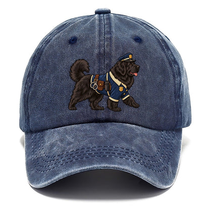 One Newfoundland In Halloween Costume Police Officer Costume With A Tiny Cap And Badge Halloween Dog Parade Classic Cap – Twilight Navy