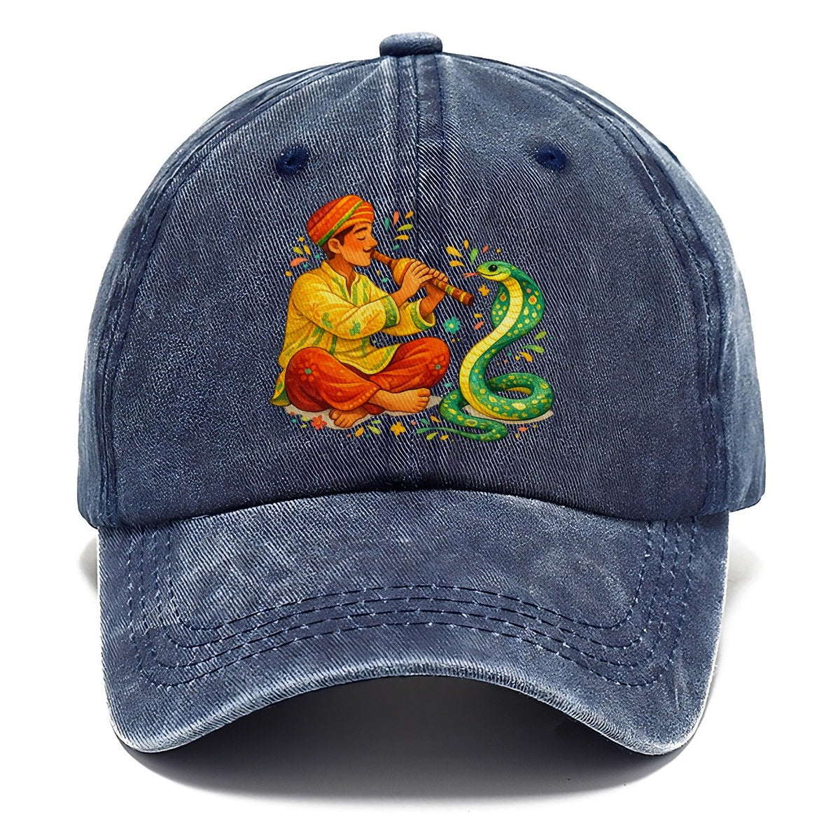 Snake Charmer Playing Flute Classic Cap – Twilight Navy