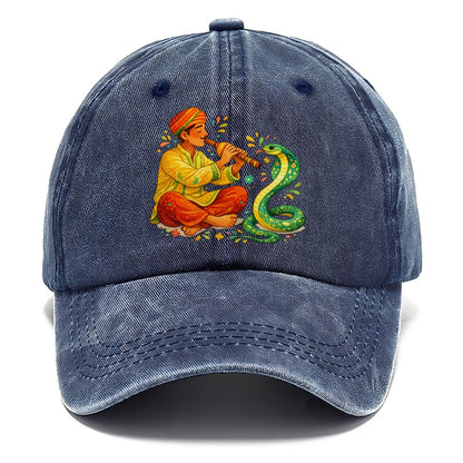 Snake Charmer Playing Flute Classic Cap – Twilight Navy