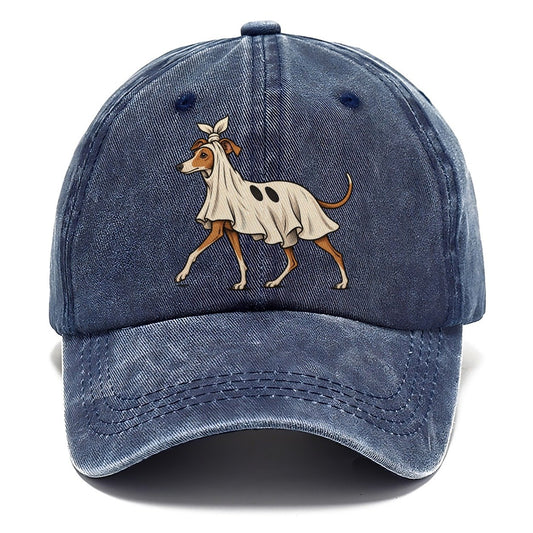 One Italian Greyhound In Halloween Costume Ghost Costume With A Jaunty Knot Tied On Top Halloween Dog Parade Classic Cap – Twilight Navy