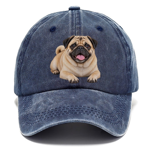 Pug Lying Down Top Breeds Classic Cap – Twilight Navy