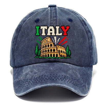 Italy Retro Pixel Badge Classic Cap – Twilight Navy