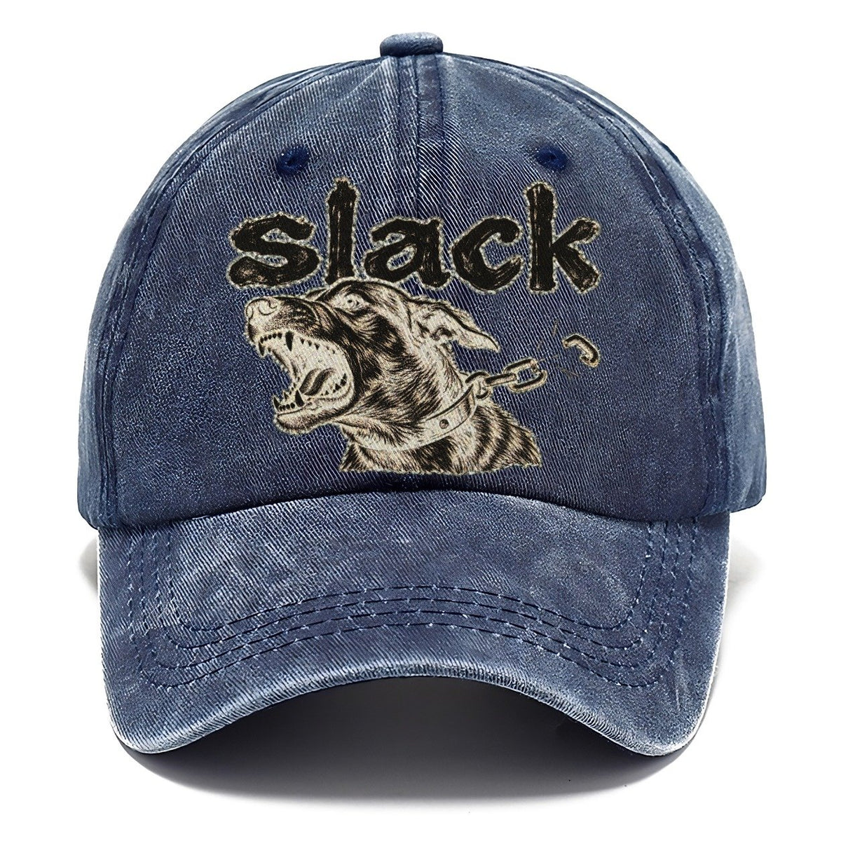 A Dog Head Straining Forward Against A Chain That Has Just Snapped Bark For Me Classic Cap – Twilight Navy